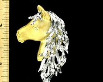 Vintage Horse Head Brooch Pin Estate Jewelry, Equestrian Kentucky Derby Racing Pin, Ladies Equine Designer  Dress Brooch VintagePinsBrooches