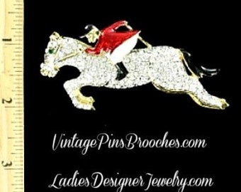 Vintage Horse Polo Player Designer Pin Equestrian Sports Racing Brooch, Men Women Fashion Estate Jewelry, Vintage Pins Brooches Wedding