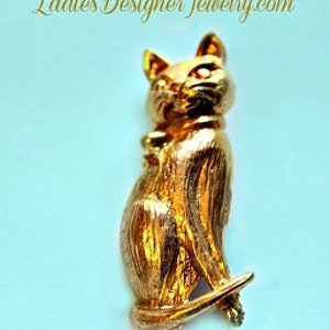 Vintage Cast Rare Gold Plate Egyptian Cat Pin Brooch Jewelry Animal Cats, VintagePinsBrooches, Estate Jewelry Women Sweater Dress Jacket Pin