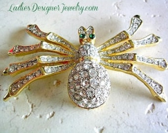 Large Vintage Spider Pin Pave Rhinestone Brooch Jewelry Spiders, VintagePinsBrooches, Spider Brooches Pins, Halloween Pin, Sweater Brooch