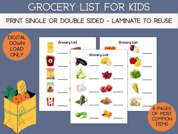 Reusable Grocery Store List for Kids, Kid Activities, Reusable List,  Printable List, Preschool Activity, Digital Download -  Canada