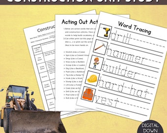 Construction Unit Study | Preschool | Construction Vehicle | Homeschool Curriculum