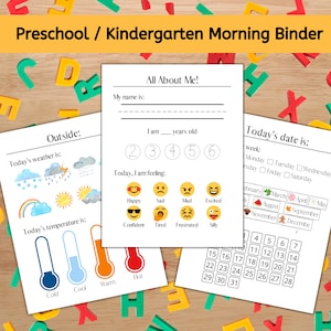 Kindergarten Morning Binder Pages | Circle time | Morning Board | Homeschool | Preschool | School Prep