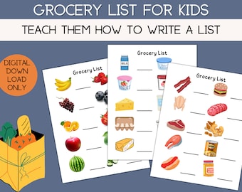 kids grocery list etsy