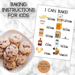 Eu posso assar! Instruções de cozimento para crianças, lista de cozimento infantil, receita editável, receita de cozimento editável, cozimento com crianças