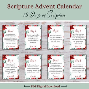25 Days of Christmas Scripture, Printable Children Advent Calendar ...