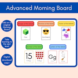 Advanced Add On - Preschool Morning Board, Circle Time, Daily Calendar for Kids - Instant Download