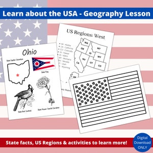 USA Geography Lesson: State Facts & US Regions (Digital Download)