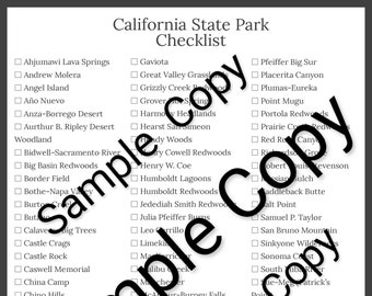 Ca State Park Checklist - Etsy
