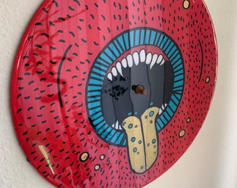 Repurposed music vinyl record wall decor painting