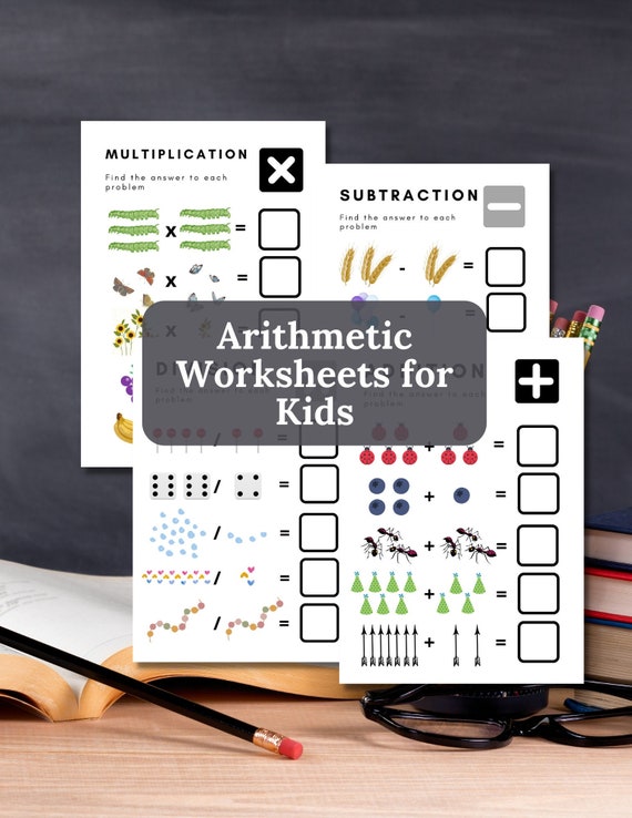 math worksheets with answer key arithmetic problems back etsy