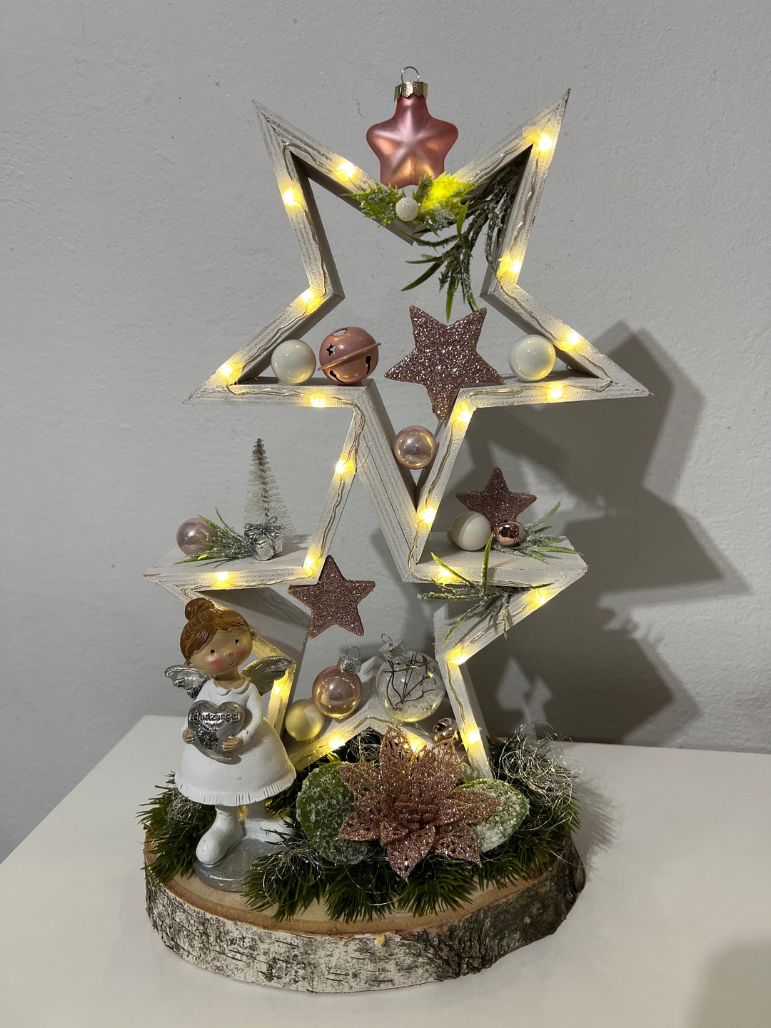 Weihnachtsdeko mit Sternen Weihnachtsgesteck Etsy.de