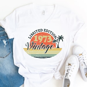Vintage 1975 V-Neck Shirt, 50th Birthday Shirt, Retro T-Shirt, 50th Birthday Gift, Limited Edition Shirt, Born In 1975 T-Shirt