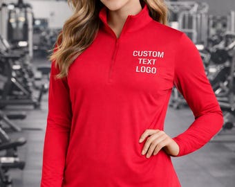 Custom Name Logo Top, Quarter Zip Pullover, Lightweight Workout Pullover