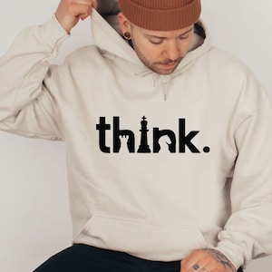 Think Hoodie, Think Chess SweatShirt, Chess Hoodie, Matching Chess Player Gift, Chess SweatShirt, Chess Gifts, Gambit Hoodie image 5