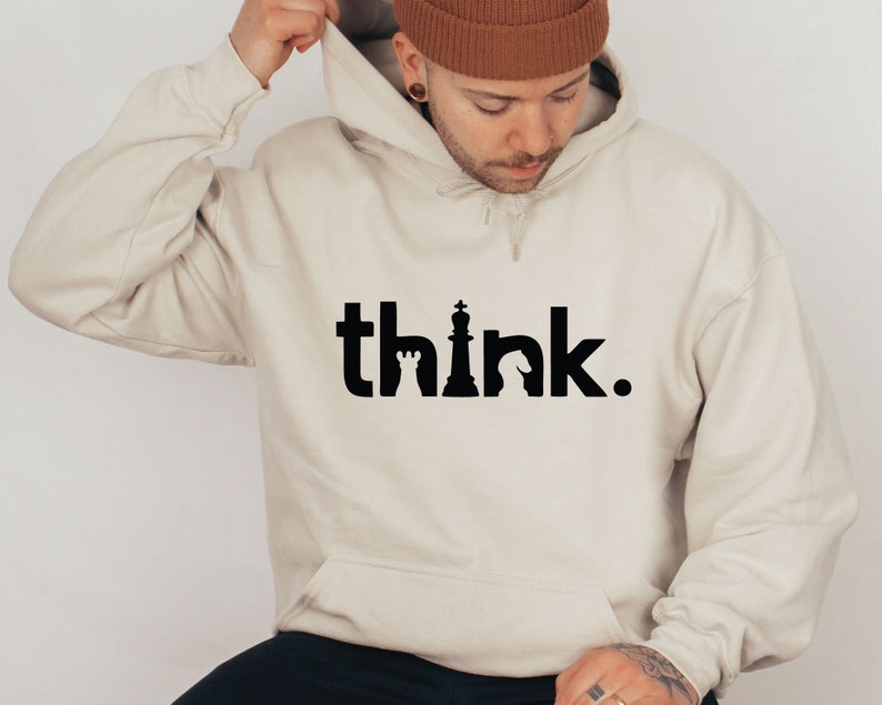 Think Hoodie, Think Chess SweatShirt, Chess Hoodie, Matching Chess Player Gift, Chess SweatShirt, Chess Gifts, Gambit Hoodie image 5