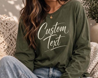 Personalized Long Sleeve Shirt - Custom Text or Logo Design