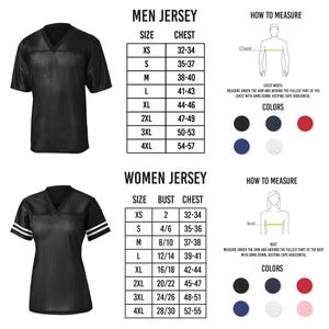 a women's jersey size chart with measurements