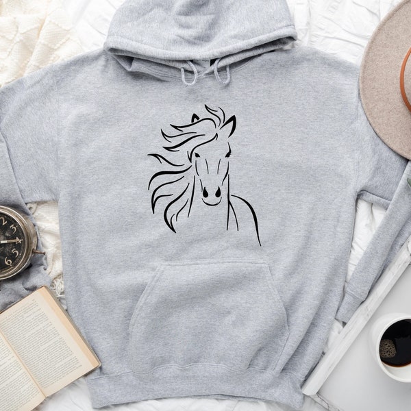Horse Hoodie, Horse Silhouette, Horse Lover, Gift For Horse Lover, Equestrian Sweatshirt,   Horse Sweater