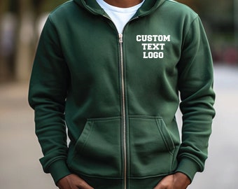 Personalized Full Zip Hoodie Sweatshirt, Custom Zip Up Hoodie, Custom Logo Hoodie, Team Logo Zip Up Hoodie, Personalized Sweatshirt