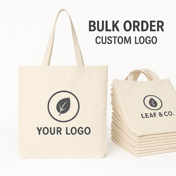 Logo Tote Bags: Reusable Cotton Canvas (15x16, Bulk Available)