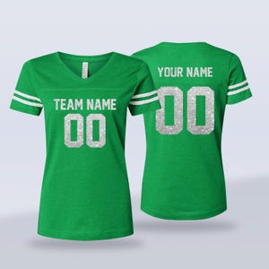 Make Your Own Glitter Jersey - Custom Football Shirt for Women - Christmas Gift Idea - Cheer Team Shirt - Fan Spirit Tee