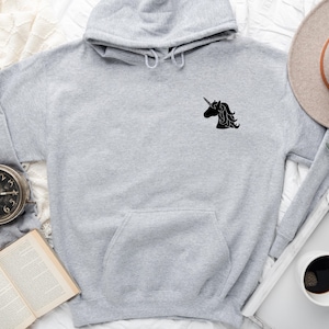 Unicorn Hoodie, Pocket Unicorn SweatShirt, Unicorn Horse, Girl Unicorn Hoodie, Unicorn Outfit, Unicorn Gift, Unicorn Party, Womens Unicorn
