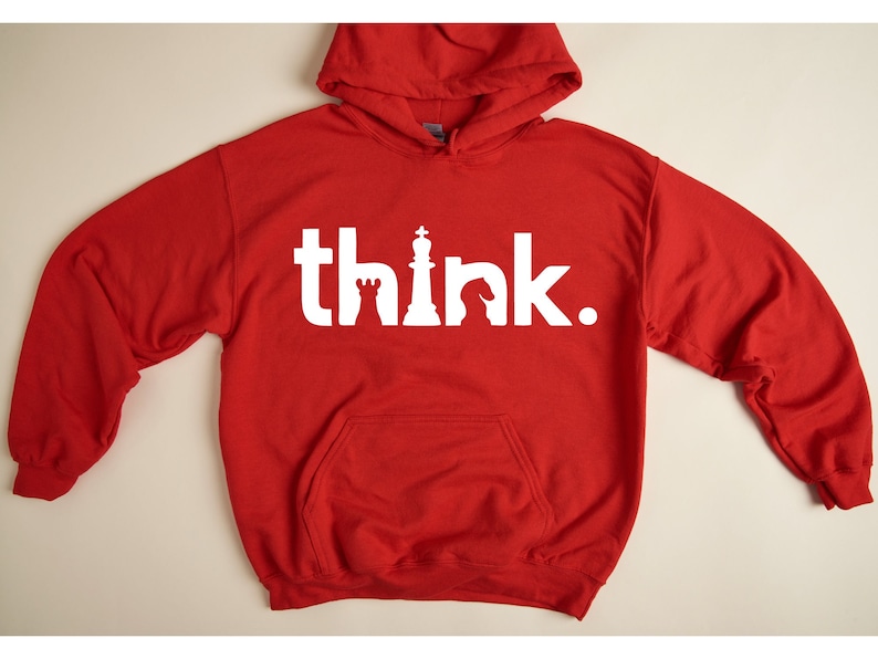 Think Hoodie, Think Chess SweatShirt, Chess Hoodie, Matching Chess Player Gift, Chess SweatShirt, Chess Gifts, Gambit Hoodie image 3