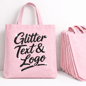 Custom Glitter Tote Bags: Natural Cotton Canvas, Bulk Orders