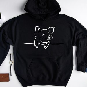 Cute Pig Hoodie, Pig Lover Gift, Farm Hooded SweatShirt, Funny Pig Hoodie, Pig Gifts, Pig Lover Hoodie, Animal SweatShirt, Farm trip Hoodie image 1