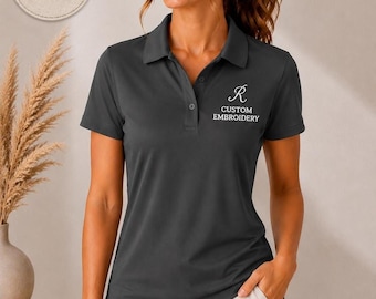 Custom Embroidered Women’s Performance Polo Shirt, Business Logo Shirt