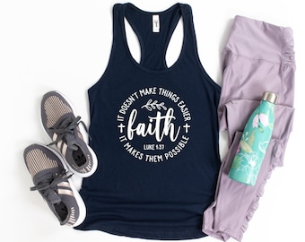 Faith Tank Top, Christian Racerback, Inspirational Message (Women XS- 2XL)