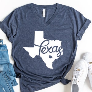 Texas V-Neck Shirt, Texas Map Silhouette Shirt, Texas State Shirt, Gift For Texas Lover, Texas Home Shirt, Texas Lover Shirt