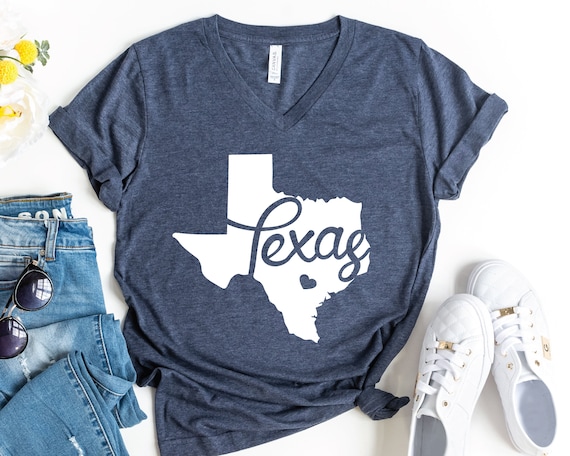 Texas V-Neck Shirt, Texas Map Silhouette Shirt, Texas State Shirt, Gift For Texas Lover, Texas Home Shirt, Texas Lover Shirt