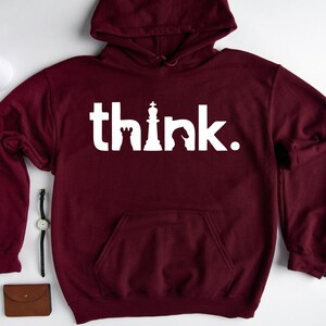 Think Hoodie, Think Chess SweatShirt, Chess Hoodie, Matching Chess Player Gift, Chess SweatShirt, Chess Gifts, Gambit Hoodie image 7