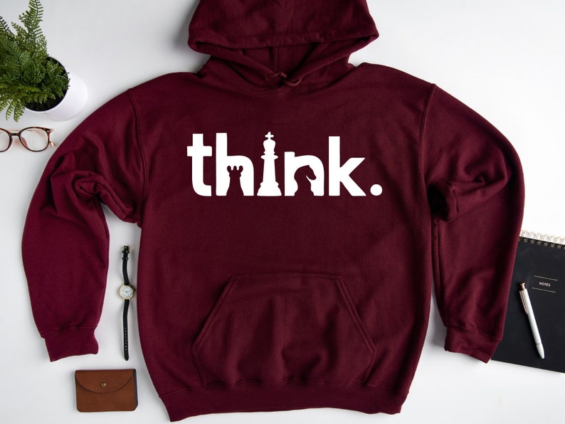 Think Hoodie, Think Chess SweatShirt, Chess Hoodie, Matching Chess Player Gift, Chess SweatShirt, Chess Gifts, Gambit Hoodie image 7