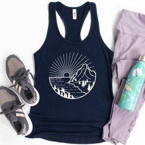 Mountain And Sun Women's Tank Top, Sunset Tank, Adventure Racerback Tank, Explore Tank Tops, Camping  Shirt, Hiking Tank Top, Outdoor Shirt