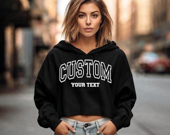 Custom Women's Cropped Hoodie - Personalized Text Sweatshirt