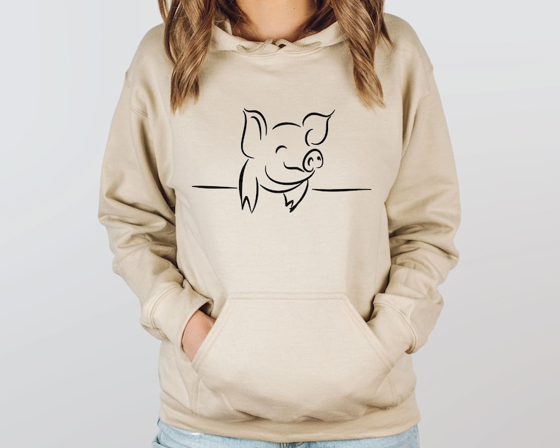 Cute Pig Hoodie, Pig Lover Gift, Farm Hooded SweatShirt, Funny Pig Hoodie, Pig Gifts, Pig Lover Hoodie, Animal SweatShirt, Farm trip Hoodie image 2