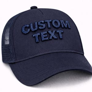 Custom Mesh Trucker Hat, Glitter Puff Print (Adjustable Snapback)