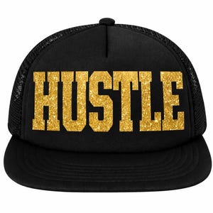Sparkle Trucker Cap, Custom Glitter Text (Adjustable Snapback)