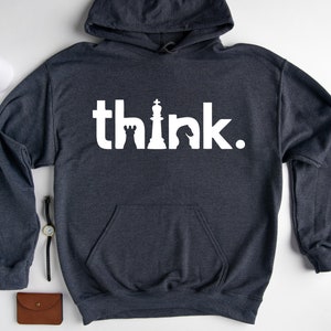 Think Hoodie, Think Chess SweatShirt, Chess Hoodie, Matching Chess Player Gift, Chess SweatShirt, Chess Gifts, Gambit Hoodie image 6