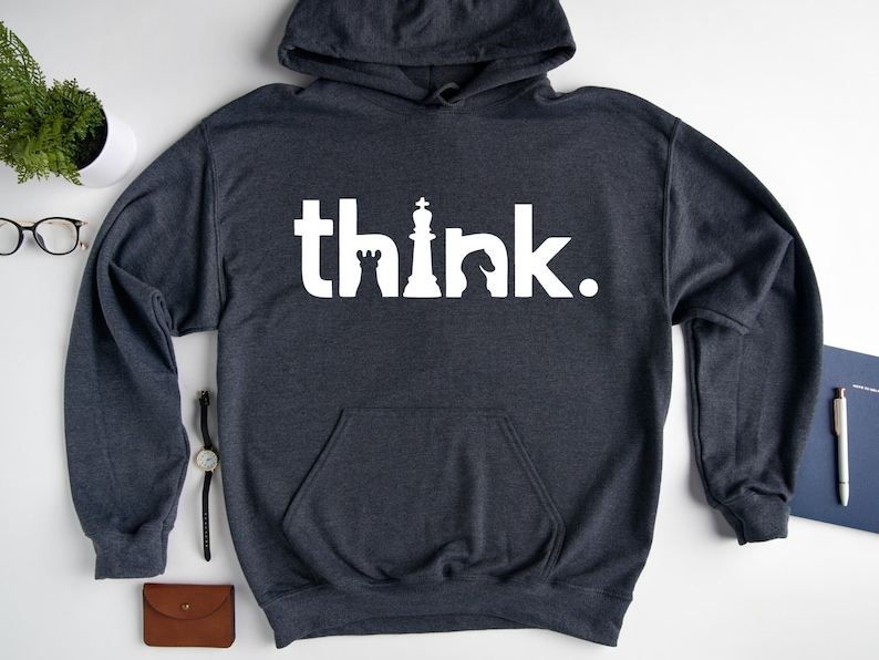 Think Hoodie, Think Chess SweatShirt, Chess Hoodie, Matching Chess Player Gift, Chess SweatShirt, Chess Gifts, Gambit Hoodie image 6