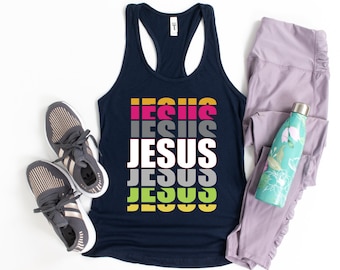 Jesus Tank Top Racerback, Christian Racerback, Jesus Lover Tank Top, Jesus Racerback, Religious Tank Top Racerback, Gift For Jesus Lover