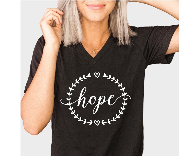 Hope V-Neck Shirt, Inspirational T-Shirt, Motivational Shirt, Positive Gifts, Religious Shirt, Positive Shirt, Hopeful Shirt, Christian Gift image 2