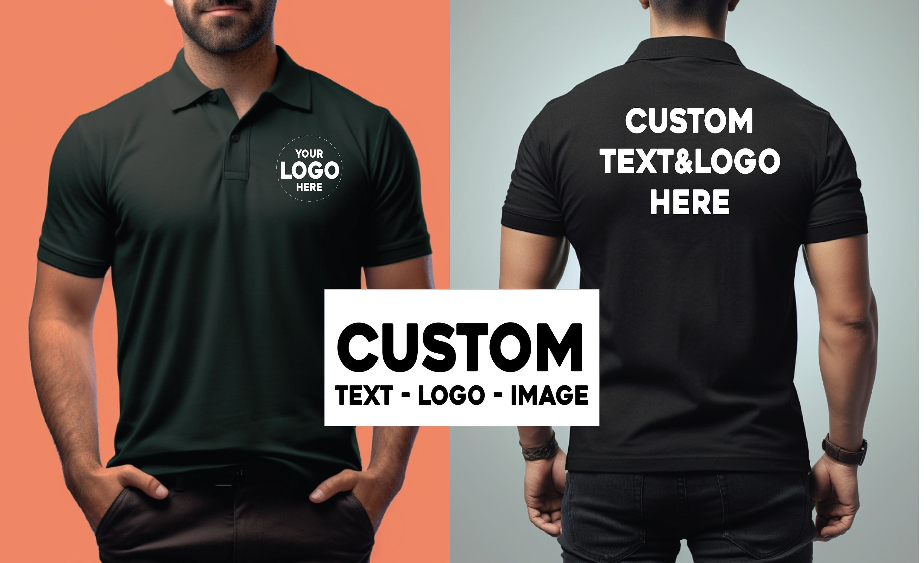 Elegant Custom Polo Shirts - Vibrant Color Logos for Corporate, Sports Teams, Golf Events, Personalized Monograms for Stylish Casual Wear