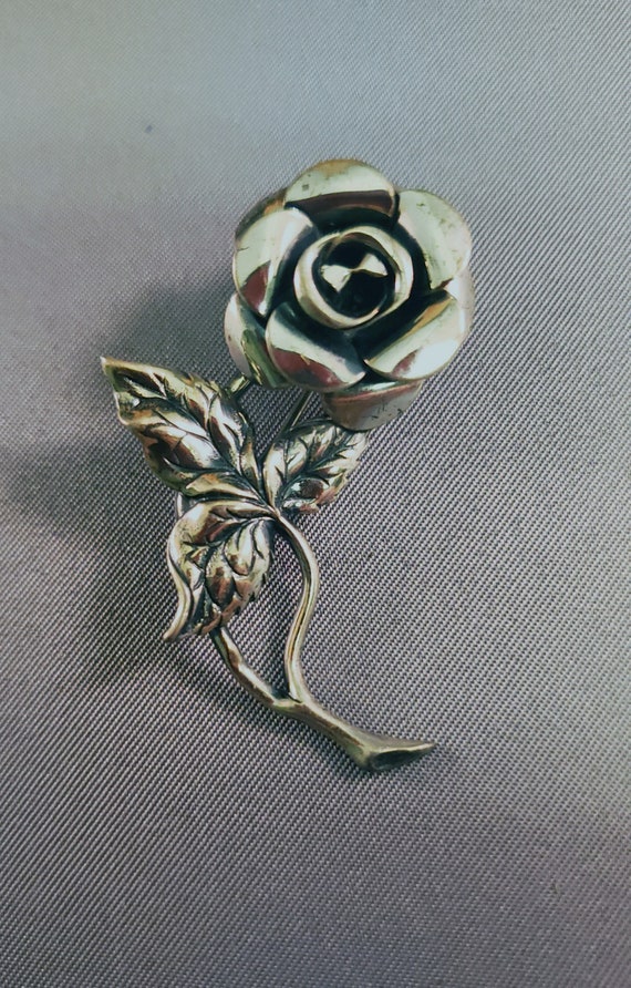 vintage sterling rose pin Gem