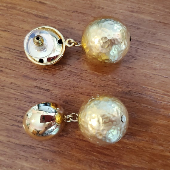 Vintage gold tone  stud dangle earrings - image 1