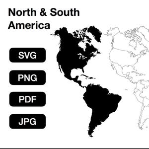 North & South America Map - Outline, Line Art, Clipart, Cut Files for Cricut, Silhouette, SVG, PNG, JPG, Pdf |  America Travel Tracker