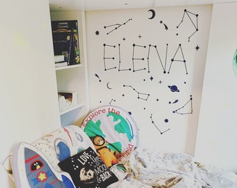 Star name wall Decal/ Space sticker/ Constellation Personalized stars/ kidsroom/ galaxy/ Trendy style/ gift